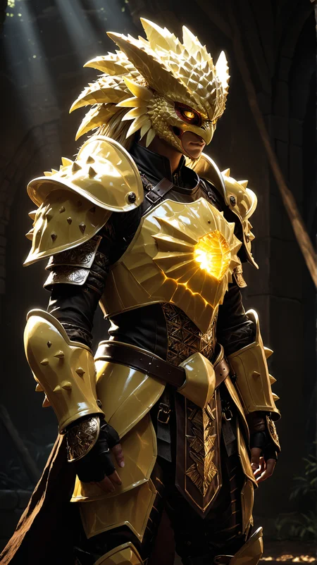 (photorealistic:1.2), (highly detailed:1.2), a hawk warrior, glowing amber eyes, (durian-inspired armor:1.2), durian spiked armor, (intricate design:1.3), fierce, battle-ready, strong lighting, dramatic shadows, (volumetric lighting:1.4) battlefield, ancient runes
<lora:zavy-cntrst-sdxl:1> dark, chiaroscuro, low-key <lora:SDXLHighDetail_v5:1>
