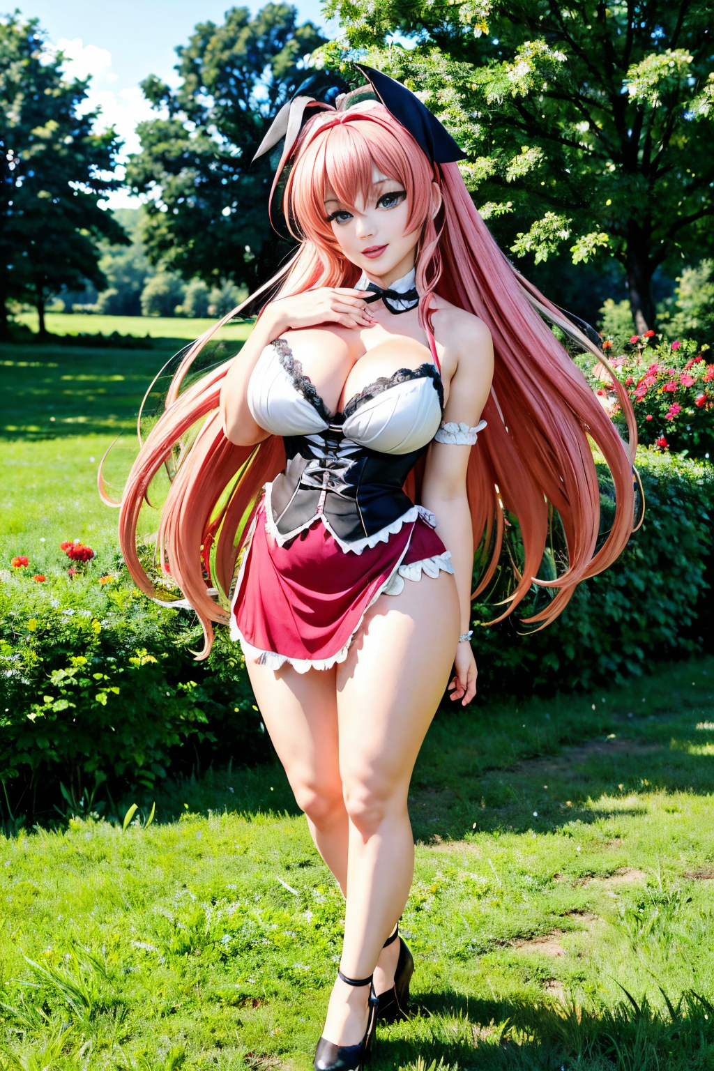 garden (Realisitc:1.5) EdobRiasGremory woman <lora:EdobRiasGremoryPelenkaReal_v1.0:0.8>