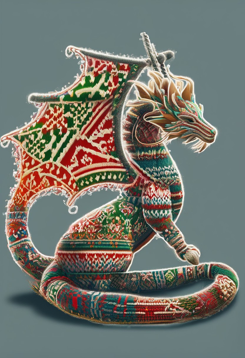 score_9, score_8_up, score_7_up, score_6_up, score_5_up, score_4_up <lora:PonyAirElementals:1> ChristmasSweater Elemental, christmas elemental dragon, swirling knitted body, transparent, ethereal, majestic, detailed digital art, expressive eyes, roaring, cloudy sky background, magical elements, no humans,