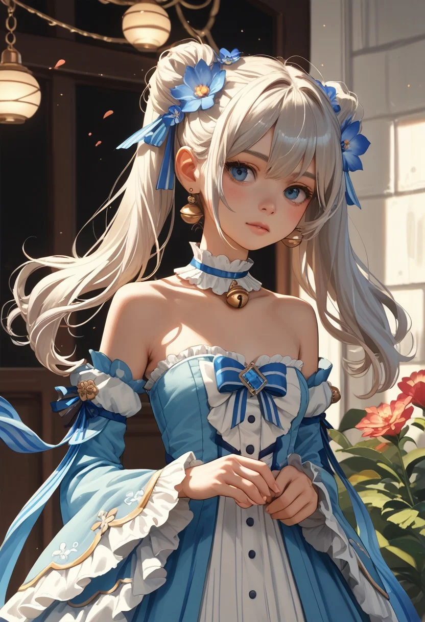 score_9, score_8_up, score_7_up, score_6_up
source_cartoon
*Channel_42* *中* 
twin tails bells flower strapless dress detached sleeves