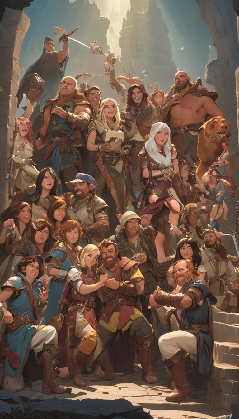 Cinematic scene, adventurers party, group photo, Dungeons and Dragons <lora:dungeons_and_dragons:1>, detailed background, masterpiece, best quality, high quality, absurdres