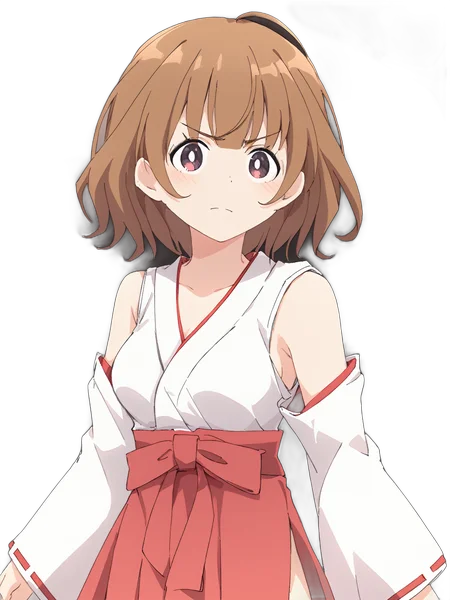 score_9, score_8_up, score_7_up,
anime coloring,  cel shading, 
1girl,solo,
 <lora:sakurakagurazaka.pony.v2:0.8> sakura kagurazaka, miko, exorcist outfit,