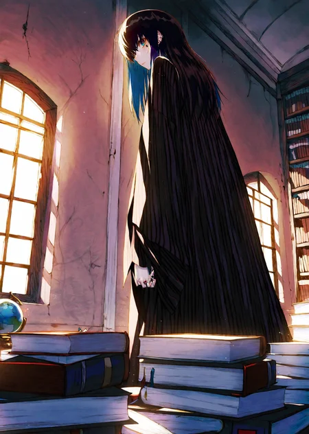 by wanke ,by demizu posuka
1girl explores a dimly lit attic filled with old books, casting eerie shadows on the walls. close up qurare magic library,
extremely beautiful detailed piercing eyes,
masterpiece, best quality, high quality, highres, absurdres, very detailed, high resolution, sharp, sharp image, 8k, vivid, colorful, stunning, anime