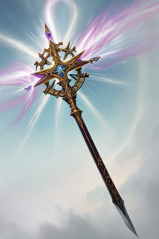 MagicItem_v1, fantasy, cross, cross-shaped staff, masterpiece, high detailed, elegant, majestic, detailed, pretty, beauty, perfect, sleek, world morph, front facing position, perfect morph, divine, heavenly, excessive energy, holy