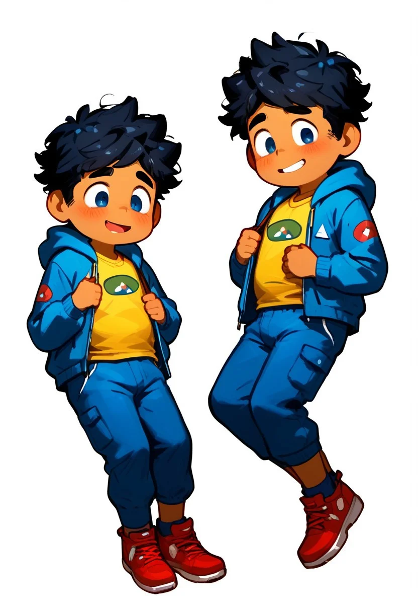 score_9, score_8_up, score_8, ((high_quality)), ((Super_Detailed)), 1boy,(max (camp camp),:1.2) solo, hood, blue hoodie,chubby, yellow shirt, blue pants, red shoes, (curly black hair,:1.2) dark skin ,cute, chibi, small body, cartoony, cartoon style, (by ardidon:1.2),max ((Super_Detailed)),camp background, cartoony, cartoon style, (by ardidon:1.2),max, dynamic angle, side view, view from the side, full body, excited face, fear face, blushing, digital art, c4toony style, lying, multiple views, masturbation, pixar style, c4toony style