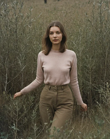 female , (nsfw:0.1) , brown, by Andrei Tarkovsky, olive, vintage pink
