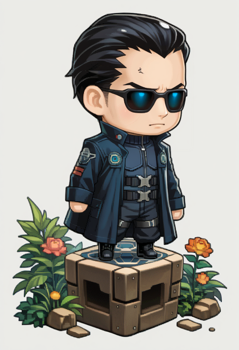 score_9, score_8_up, score_7_up, source_anime, 1boy, solo, 
<lora:zs_PictlogicaStyleXL:1> ffpictlogicastyle, chibi, full body, faux figurine, white background
 <lora:jcdenton-deusex-richy-v1_pdxl:1> jde, sunglasses, black hair, short hair, black coat, trench coat, cyberpunk, black boots, black pants