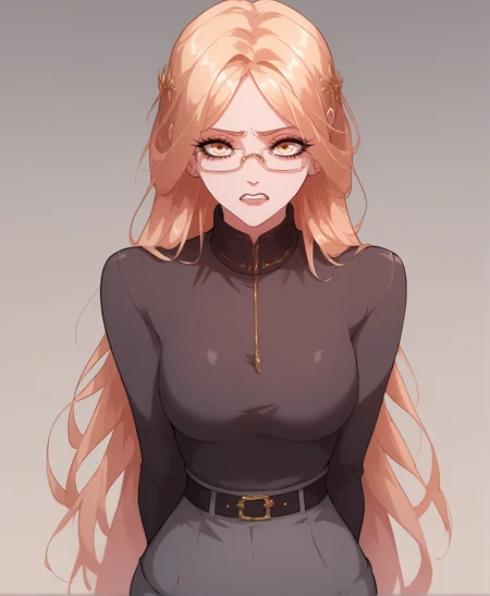 (score_9, score_8_up, score_7_up), very aesthetic, fit, athletic body, godrays, perfect eyes, Ñute face, detailed, curvaceous, Expressiveh, handfixer, OverallDetail, soft lighting, (long eyelashes, eyeliner), detailed eyes,
embedding:zPDXL3, adult, fFaceDetail, commentary, skintight, soft tits, LuoYun-Chang, yellow eyes, blonde hair, long hair, hair ornament,
BREAK
office lady, grey suit, grey skirt, pencil skirt, office, glasses, grey suit jacket, scared
<lora:thiccwithaqXLP:0.7> <lora:princess_xl_v2:0.75> <lora:HandFixer_pdxl_Incrs_v1:0.8> <lora:g0th1cPXL:0.65> <lora:Luo_Yun-Chang__Demonic_Emperor__Manhua__Webtoon:0.8>