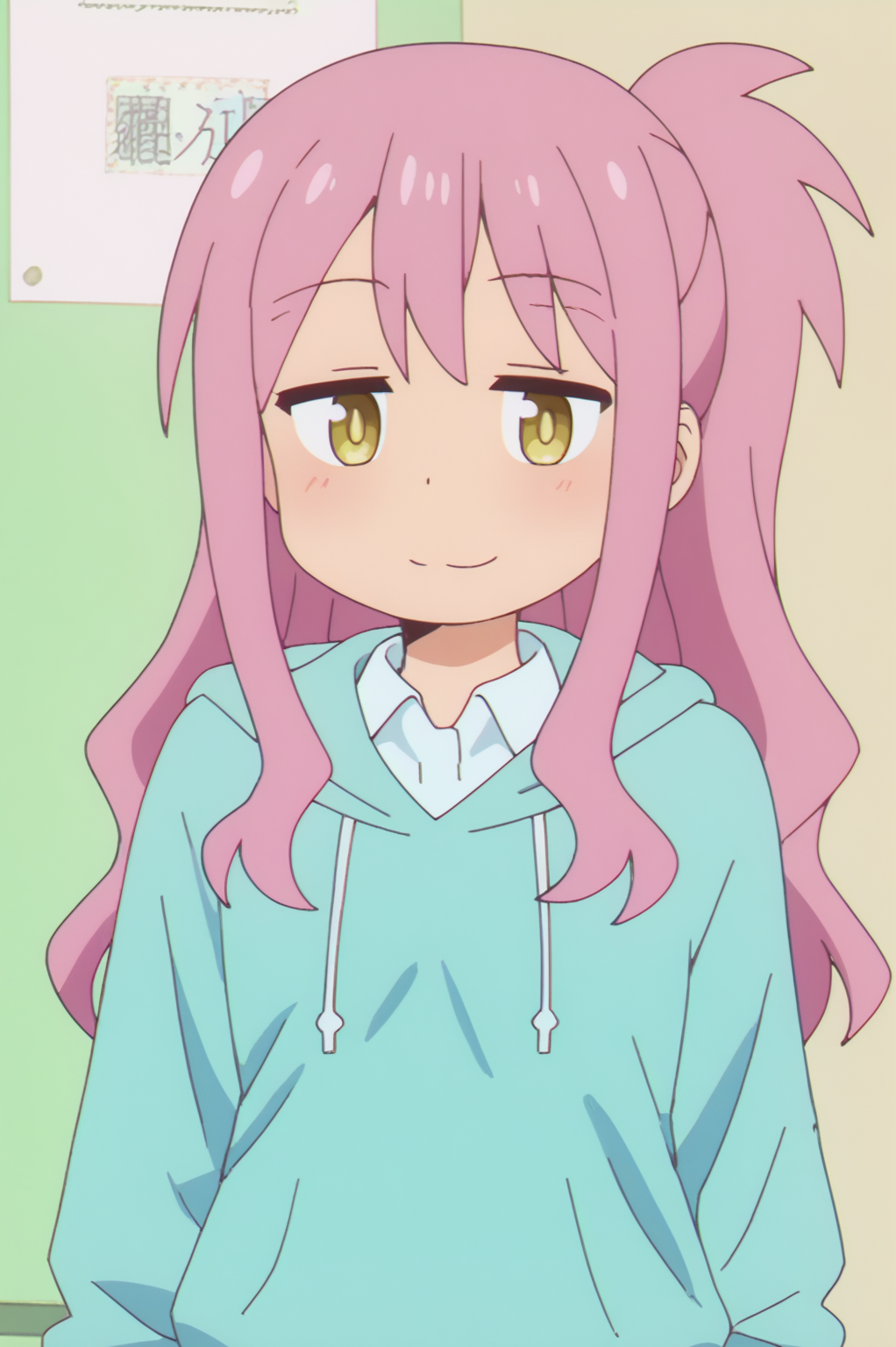 anime screencap, consistent background,   Miyako Nagase, upper body, light smile <lora:Onimai-Miyako_Nagase-PDXL:0.8>