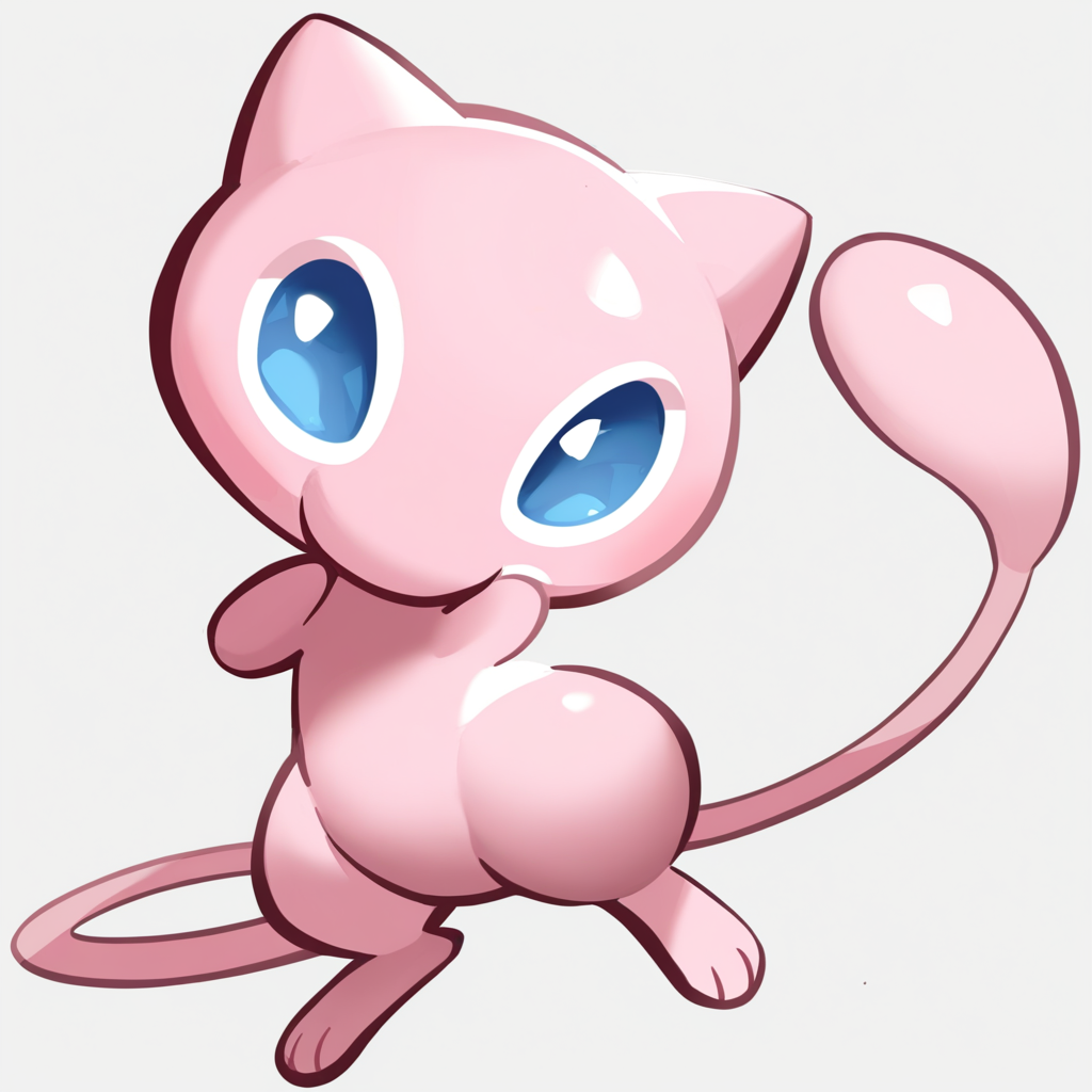 crk1styl111, year 2024, masterpiece, best quality, newest, absurdres, highres, full body, mew, pokemon \(creature\)