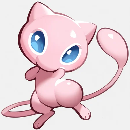 crk1styl111, year 2024, masterpiece, best quality, newest, absurdres, highres, full body, mew, pokemon \(creature\)