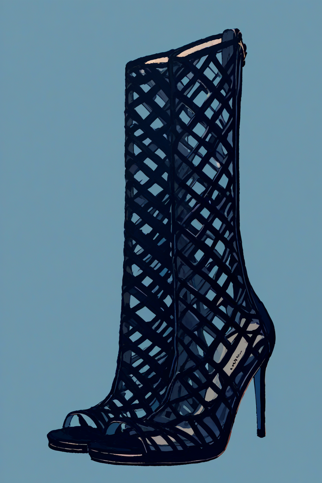 score_9, score_8_up, score_7_up, score_6_up, source_anime, Black Footware, Cage Heels, No Humans, Simple Background, Still Life