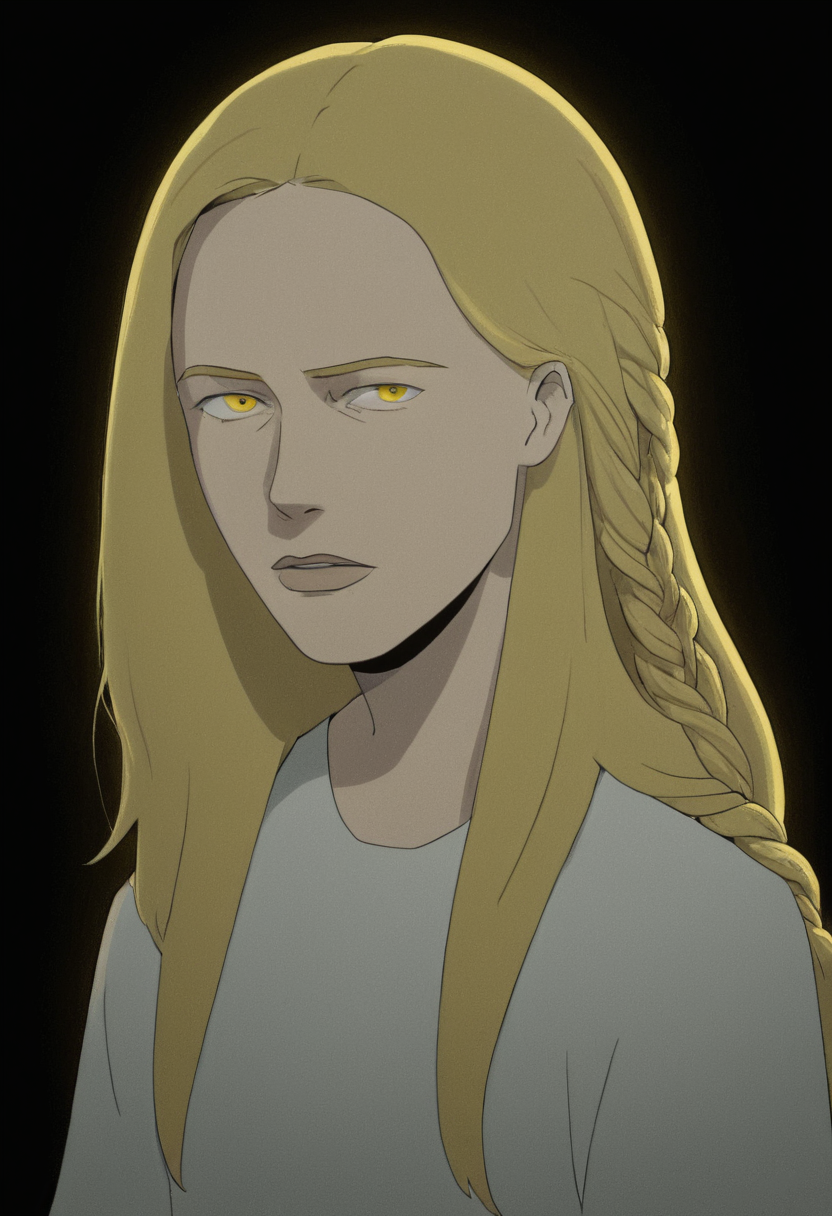 Flat 2D Art, miquella, 1boy solo, long hair, looking at viewer, blonde hair, simple background, long sleeves, 1boy, very long hair, yellow eyes, upper body, braid, male focus, parted lips, black background, multiple braids, simple flat color, 2-dimensional, Flat 2D Art Style, miquella, 1boy solo, long hair, looking at viewer, blonde hair, simple background, long sleeves, 1boy, very long hair, yellow eyes, upper body, braid, male focus, parted lips, black background, multiple braids, stunning, attractive, delicate, cool, intricate, highly detailed, extremely smart, futuristic illuminated, cinematic, light
