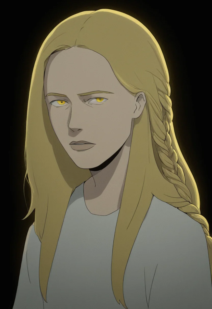 Flat 2D Art, miquella, 1boy solo, long hair, looking at viewer, blonde hair, simple background, long sleeves, 1boy, very long hair, yellow eyes, upper body, braid, male focus, parted lips, black background, multiple braids, simple flat color, 2-dimensional, Flat 2D Art Style, miquella, 1boy solo, long hair, looking at viewer, blonde hair, simple background, long sleeves, 1boy, very long hair, yellow eyes, upper body, braid, male focus, parted lips, black background, multiple braids, stunning, attractive, delicate, cool, intricate, highly detailed, extremely smart, futuristic illuminated, cinematic, light