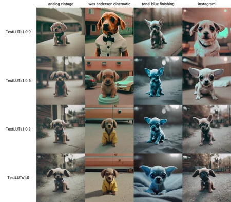 <lora:TestLUTs1:0.9>
photo of an alien puppy, analog vintage LUT