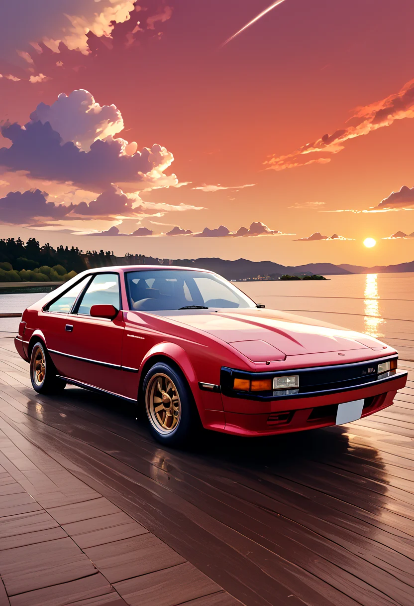 score_9,score_8_up,score_7_up,source_realstic,photorealstic,
Car photo. A futuristic and sleek car parked on a pier on the lake. A beautiful sunset sky in the background. Amazing. The movement of the clouds emphasizes the perspective taken with a fisheye lens,the lake surface is smooth as a mirror,no splashes or ripples. Incredibly professional lighting,dynamic cloud movement,iridescent hues of torn clouds,a red-tinted sunset,
The mirror reflects the sunset,and the body of the car shines beautifully.,No people,<lora:mjv3_pony-3:0.7>,
<lora:detailed_notrigger:1>,<lora:A60_pony:1>,A60,<lora:absurdres_quality:0.7>,masterpiece,best quality,very aesthetic,absurdres,