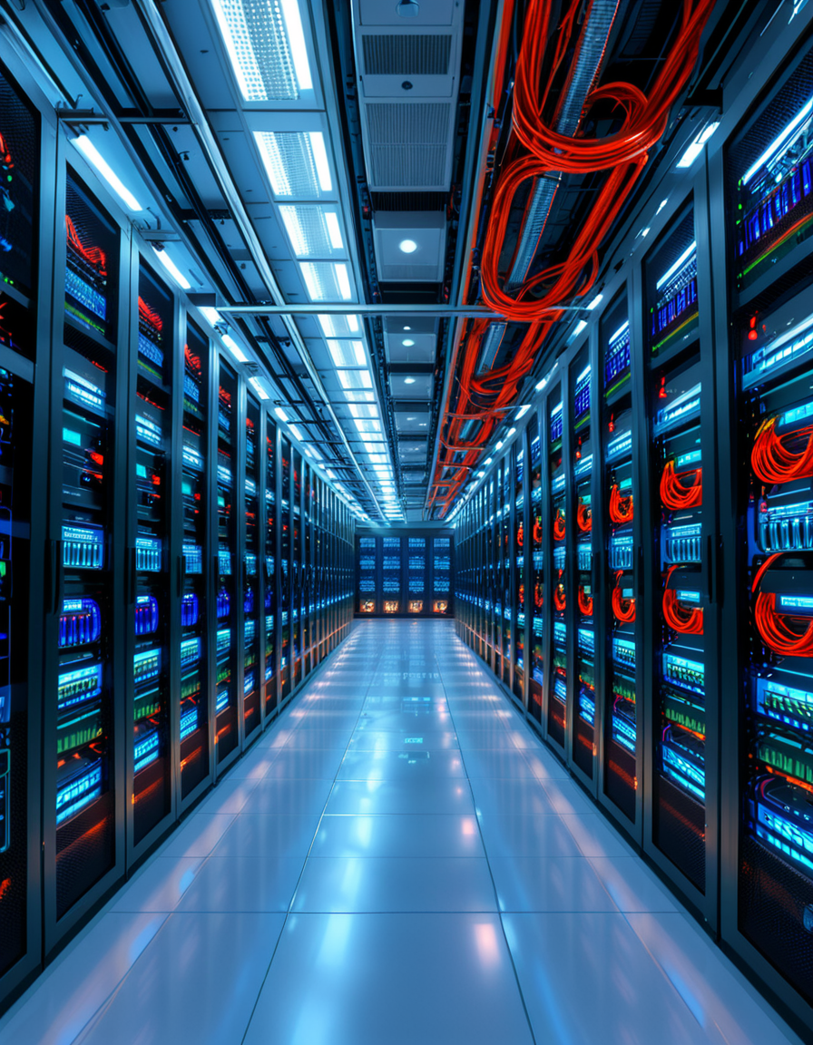 A high-security server room with dim, cold blue lighting and rows of towering black server racks filled with blinking LED indicators. The air is sterile, with a faint hum of cooling fans and the soft beeping of data transfers. Thick, reinforced cables snake across the floor, connecting the machines to a central security terminal displaying encrypted code on multiple high-resolution monitors. The walls are lined with biometric scanners, surveillance cameras, and warning signs indicating "Restricted Access" and "Cyber Threat Level: High." A red emergency light subtly glows in the background, casting a sense of urgency. The atmosphere is ultra-modern and highly secure, evoking the feeling of a top-secret data vault or cyber warfare control center.
<lora:SDXLFaeTastic2400:0.4> <lora:extremely_detailed:0.4> extremely detailed, <lora:high-security_s3rv3r_r00m:1>,high-security s3rv3r r00m, Masterpiece,best quality,hi res,8k,hi res,8k,award winning,(sharp focus, intricate, highly detailed),
