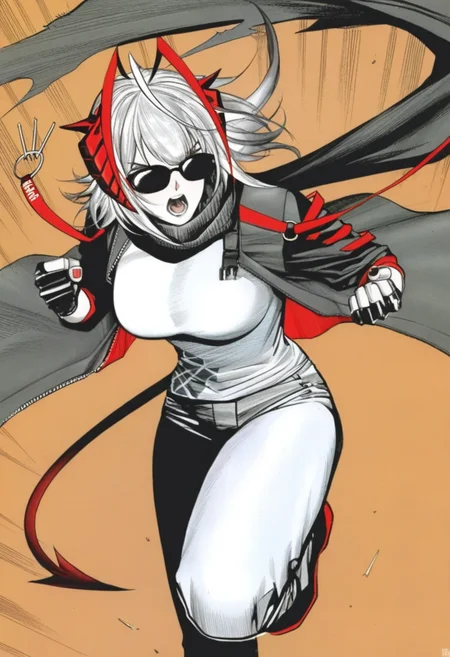 w \(arknights\),solo,
haihu,sunglasses,open mouth,running,clenched hands,fighting stance, battle,
masterpiece,best quality,high definition,ultra-detailed,haIhu,<lora:haihu-000110:1>,