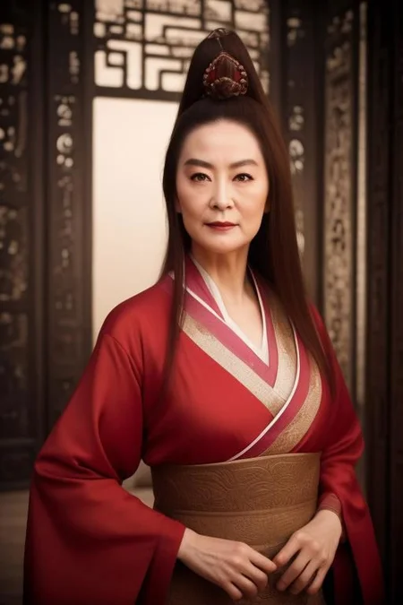 Brigitte Lin,<lora:Dongfang_Pubai:0.7>, OverallDetail,<lora:Chinese_Classical:1>,red Hanfu,
long straight hair,detailed background, Depth of Field, volumetric light, crisp focus, Absurd, realistic proportions, good anatomy, (Realistic, hyperrealistic:1.4), HDR 16K,