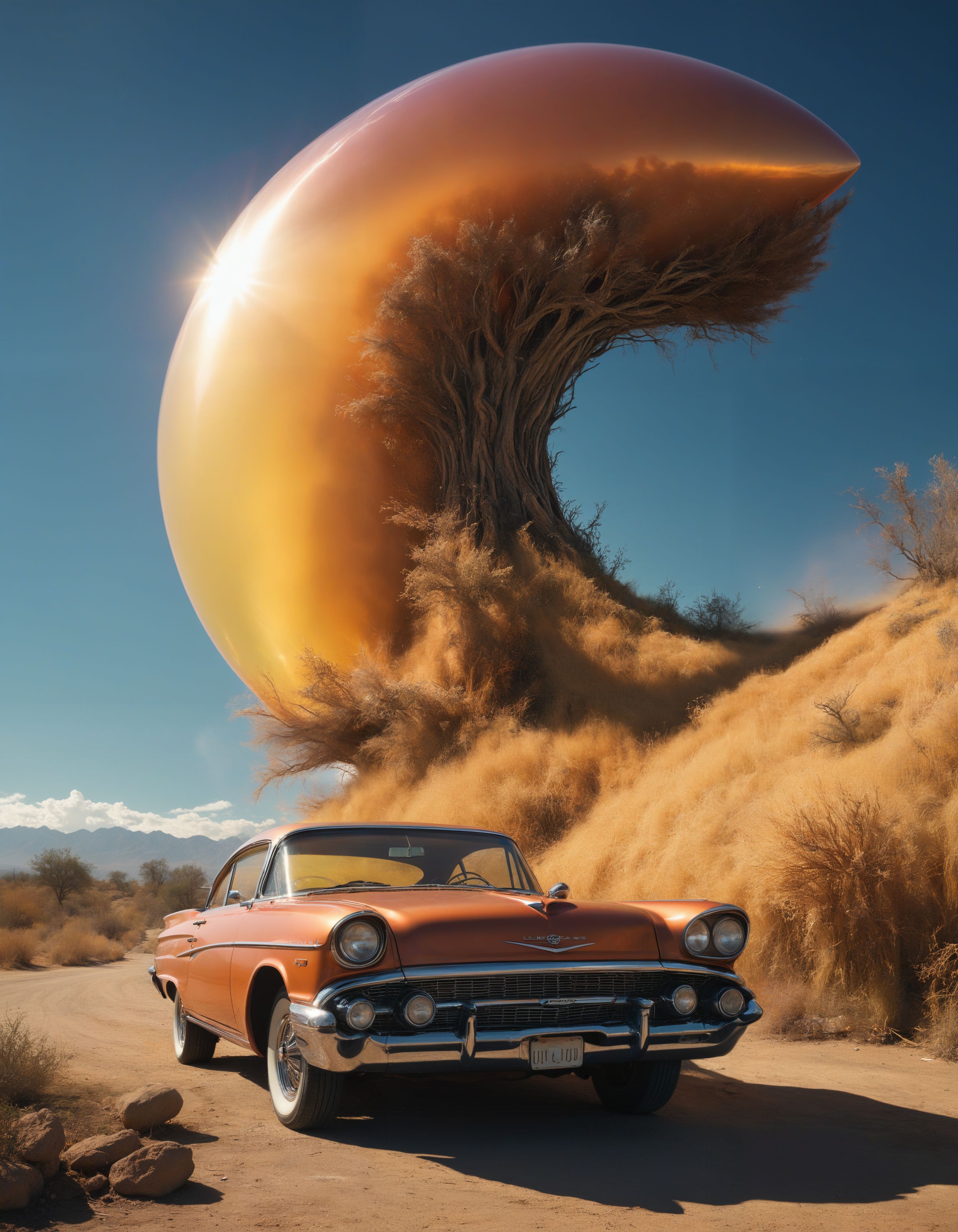 hyper realistic and highly detailed, by Larry Sultan,  (lensflare , futuristic-retro futurism but extremely beautiful:1.4), Surrealism, expressive, dramatic, organic lines and forms, dreamlike and mysterious, Surrealism, looking at viewer, (professional, finest details, maximized details, ultimate detail level, masterpiece, best quality:1.5), highly dynamic
<lora:xl_more_art-full_v1:0.5>