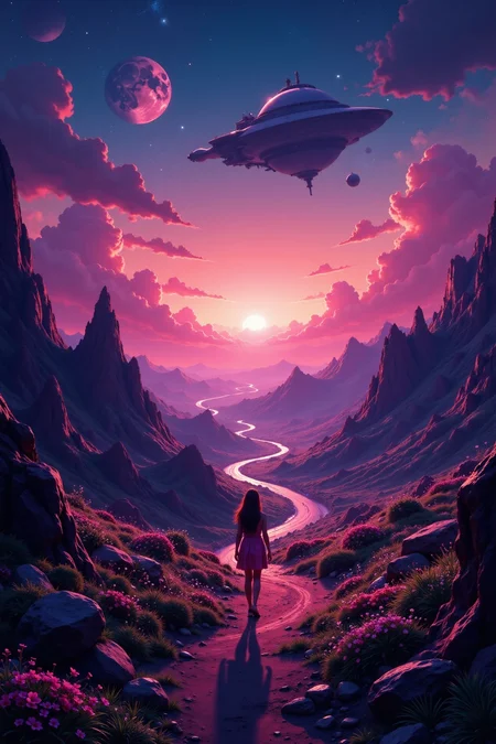 space colony beautiful  landscape, dusk, woman, very intricate, very detailed, sharp, bright, colorful, <lora:Hand v2:0.5> <lora:Anti-Blur:1><lora:Insane Detail Slider:0.25>  <lora:flux.1_lora_flyway_Epic-detail_v2:0.3> <lora:fluxenhancer:0.25> <lora:ROWER:0.8>  <lora:Anime art - Variant 2:0.6>