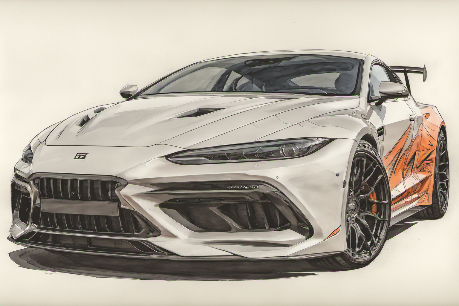 marker rendering of a car, concept art, sporty, fast, sleek, sexy, aggressive, high performance, colorful, marker, crisp lines, sketch, illustration, illustrative, marker drawing, expressive strokes, graphic, sharp, crisp, in-focus, uncropped, high-quality  <lora:MercedesAGTGTCoupe:1.2>