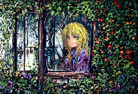 a open Sinoink window with beautiful tree outside,