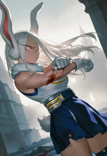 Elden ring painting style,   {monochrome sketch},  artist: stu_dts, pixixv fantasia,artist:rolua n, artist:reoen, artist:yoneyama mai, watercolor painting, sketch painting,masterpiece, best quality, very aesthetic
{Mirko \(boku no hero academia\), Mirko \(Boku no hero academia\),} strong wind,standing menacingly, serious look, looking at another,standing menacingly, torn clothes, injury, destroyed clothes, blood,  gradient eyes, cowboy shot, 
masterpiece, photo background, cinematic light, amazing quality, very aesthetic, dynamic pose, original,  Dutch angle, from side:0.2,