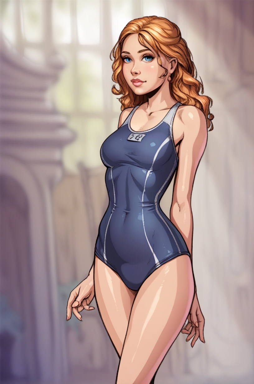 score_9, score_8_up, score_7_up, score_6, score_5, score_4, source_cartoon, realistic,1girl, looking at viewer, rating_safe herm school swimsuit, <lora:Witch_Trainer-000007:0.8> w1tchtr4a1n3r.