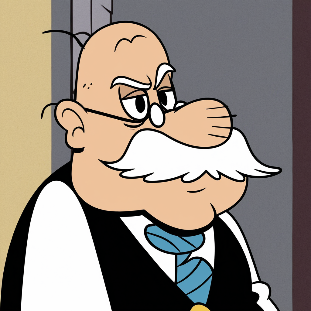 score_7_up, BREAK, MrGrouse , 1boy, solo, bald , black eyes, mustache, glasses, white shirt, Black vest, portrait, <lora:MrGrouse_PXL_Leaf1:0.8>, outdoors,