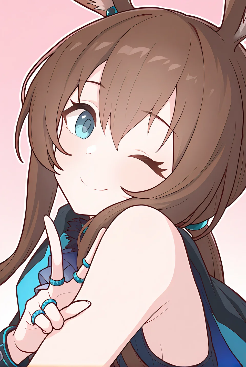 <lora:pcr-000008:1>,1girl,amiya \(arknights\),solo,upper body,gradient background,pink background,v,smile,one eye closed,, masterpiece, best quality, very aesthetic, absurdres,newest, incredibly absurdres,