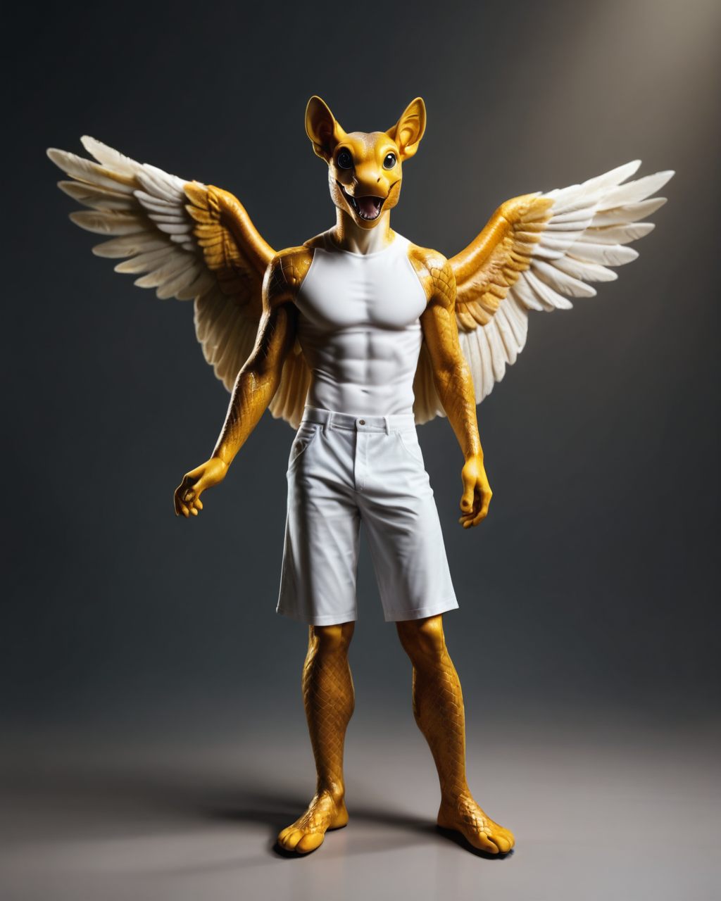 score_9, score_8_up, score_7_up, intricate details, rating_safe,
<lora:SnakeSkinStyle:0.7>,
1boy(solo, 
anthro furry, Pegasus with Jed-snkskn, snakeskin, 
full body, looking at the viewer, solo, happy), detailed background, depth of field, subsurface scattering, 
<lora:ral-chrosc-clr:0.5>, ral-chrosc-clr,
<lora:xl_more_art-full_v1:0.3>,
<lora:add-detail-xl:0.3>