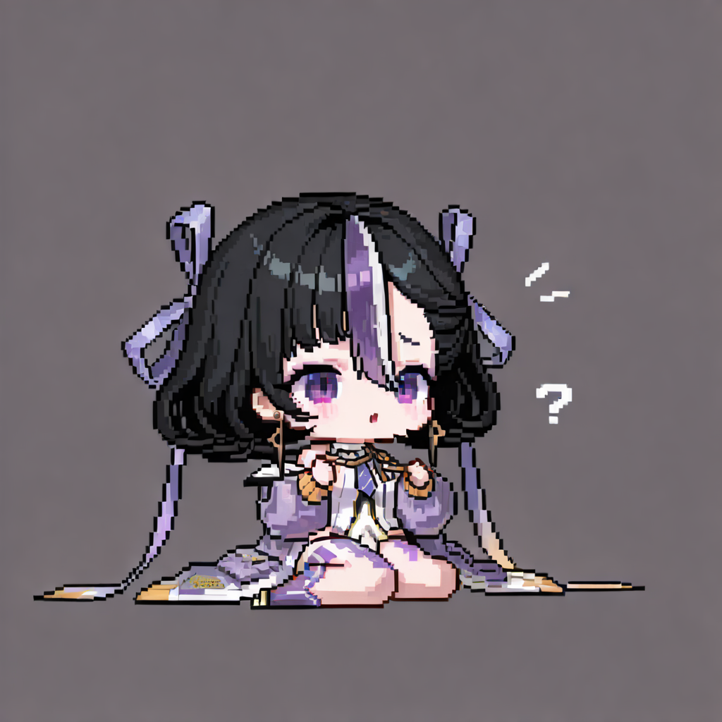 <lora:syuenIL01:1>,syuen \(nikke\),<lora:Dungeon_Squad_IllustriousV5:1>,pixel,full body,score_9,score_8_up. score_7_up,masterwork,masterpiece,chibi,