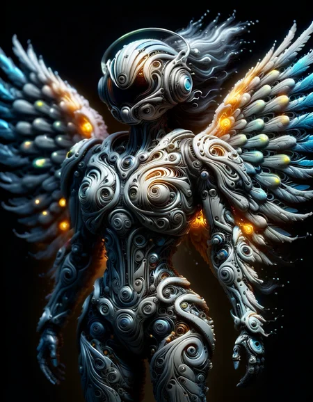 (best quality, masterpiece, colorful, dynamic angle, highest detailed)upper body photo, full body photo, fashion photography of cute mechangel, glowing 4 wings, solo, glowing armor, glowing halo, building, glowing mechanical 4 wings (intricate details, hyperdetailed:1.15), detailed, light passing through hair, (official art, extreme detailed, highest detailed) <lora:ral-cnvctncrnts:1> ral-cnvctncrnts