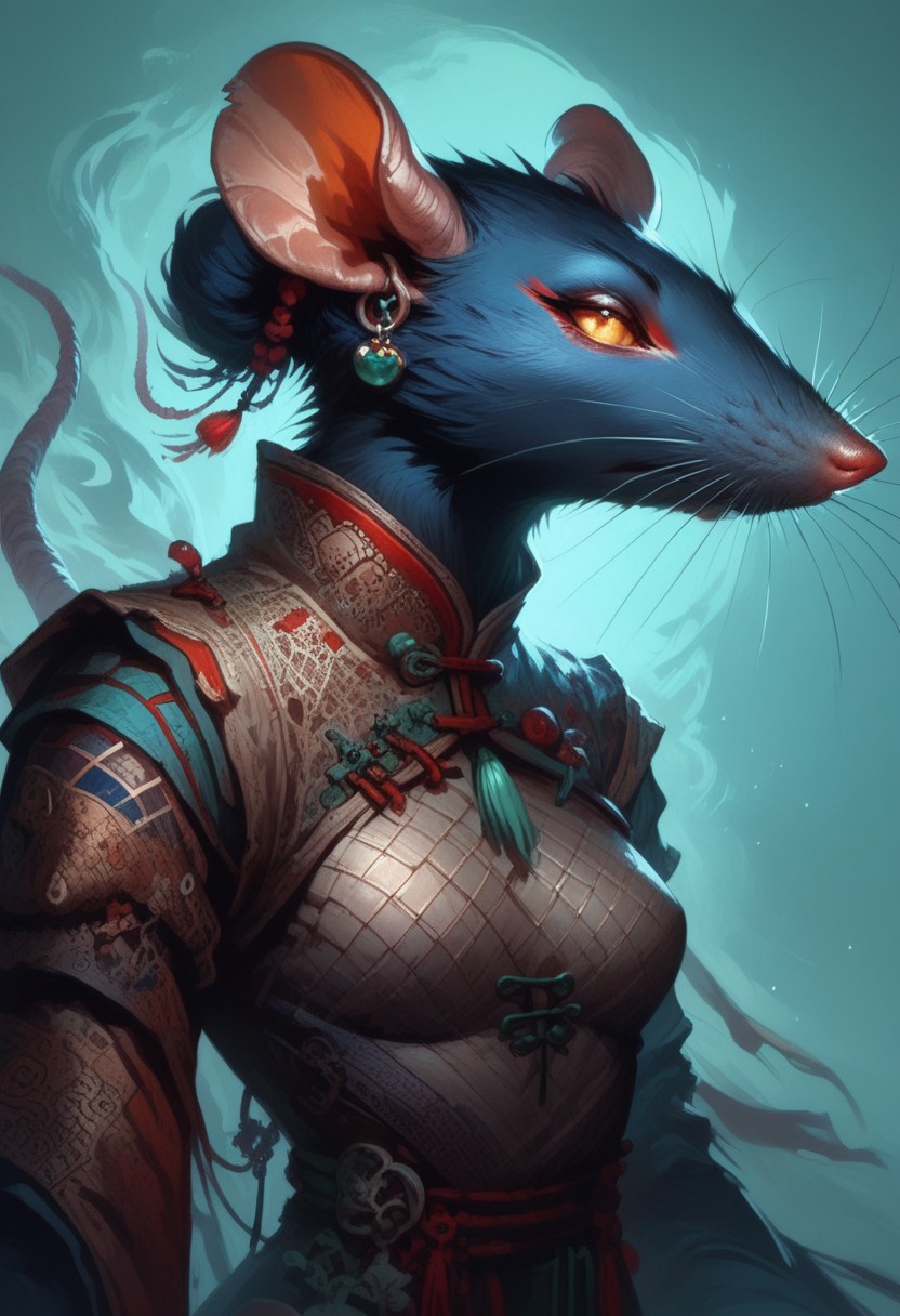 score_9, score_8_up:1.1, score_7_up, Expressiveh, dynamic camera angle,
solo, posing
1 rat folk, rat like, girl, skaven, hunched over, lurking, brown fur, brown rat skaven,
flowery pattern clothes, feathery clothes, soft fabric, Chinese travel outfit, asymmetrical clothing design, skimpy, revealing, nudity