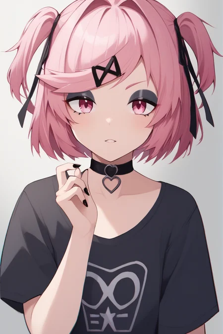 score_9, score_8_up, score_7_up,1girl,solo female, epic photograpy, extremely detailed, high quality, absurd res, high res, BREAK
<lora:Gothsuki:1> gothsuki, 1girl, pink hair, hair ornament, two side up, pink eyes, solo, bangs, hairclip, short hair, ribbon, choker, black nails, black choker, nail polish