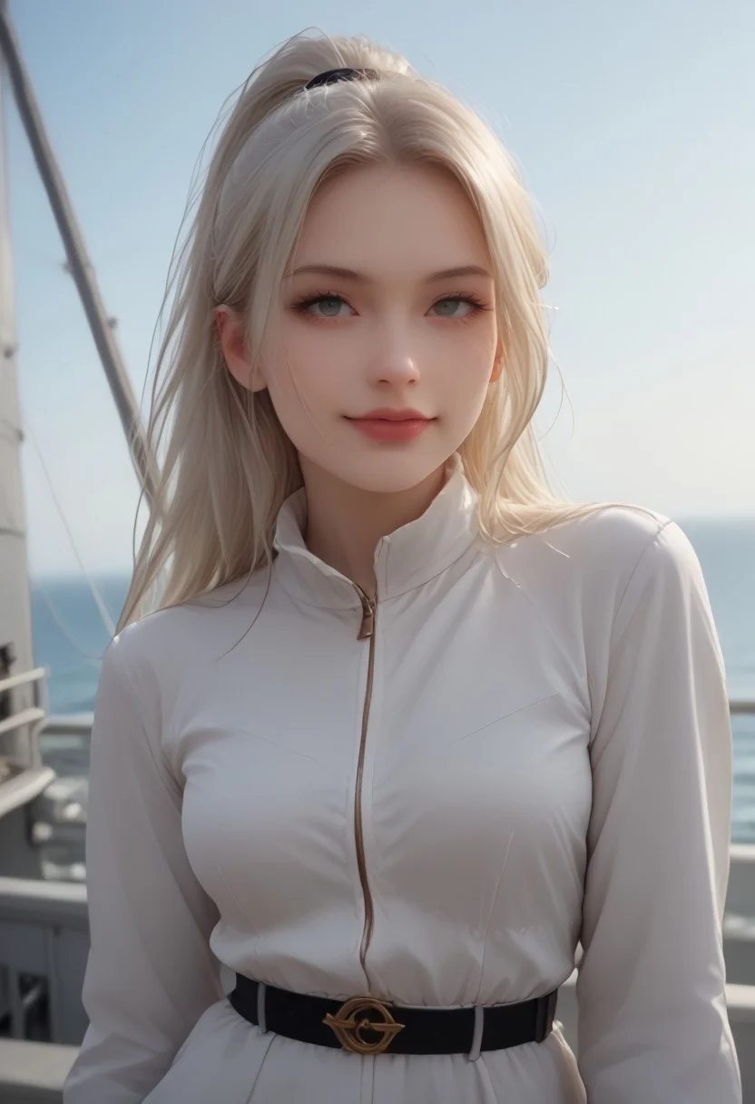 1girl,<lora:ashe_pony:1>,ashe(megamanzxa) solo, long hair, green eyes, gloves, bodysuit, ponytail, blue hair,silver hair, high ponytail, gloves,headband,long sleeves,jacket,belt,teasing_smile, huge breasts, narrow waist, huge hips,dynamic poses ,stretching, close up, on top of a flying ship, detailed blue sky, masterpiece, high quality, score_9,score_8_up,score_7_up,score_6_up,score_5_up,score_4_up,<lora:Ashe_MegaMan_ZXA_V-06:0.9>