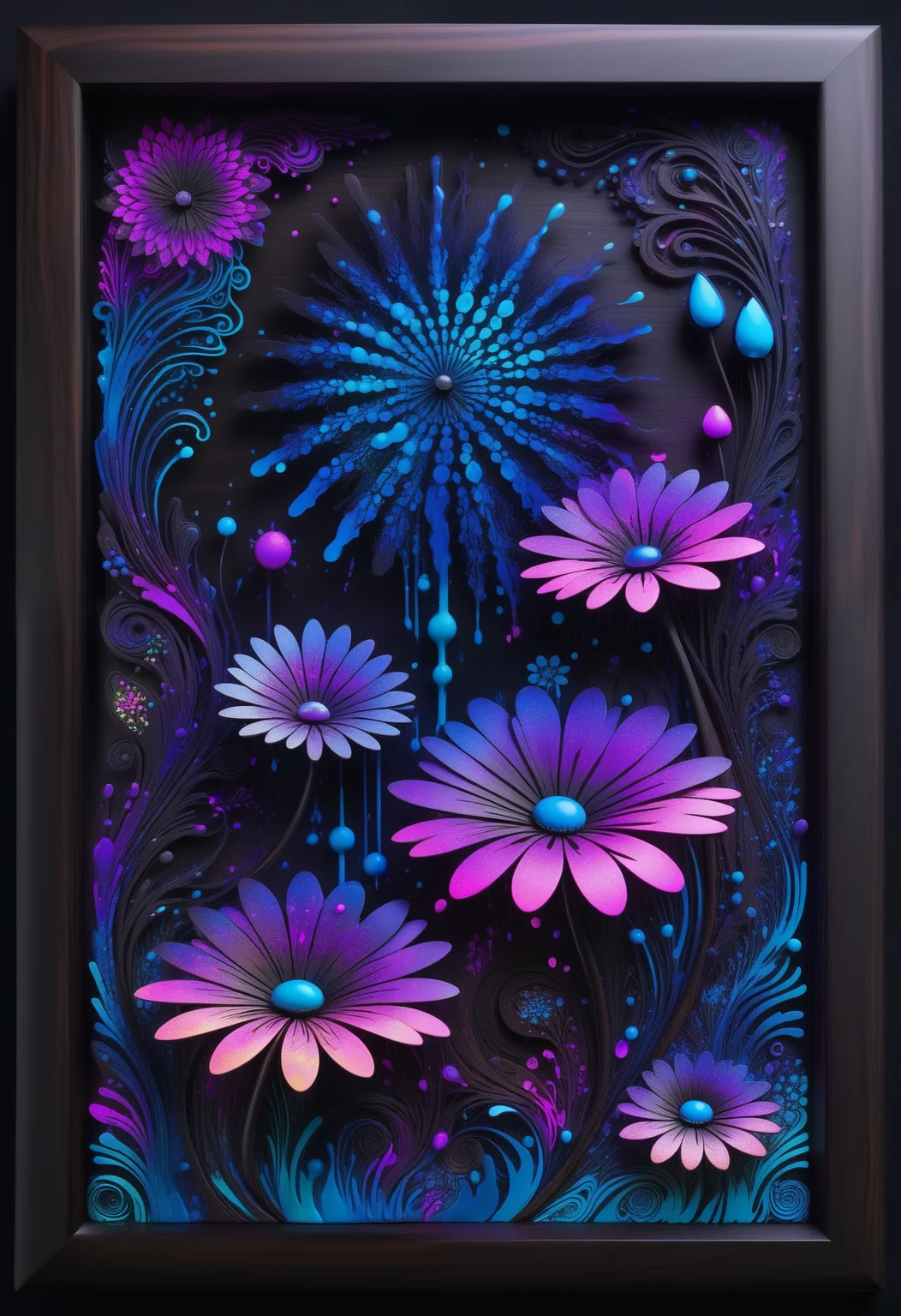 made out of reij-bnysplsh <lora:ebonysplash-000005:1>, zentangle, flower field, Uptight (Quantum Gateway:1.2) , Hazy conditions, Contemporary, Kodachrome, intricate, abstract, highly detailed, ultra detailed, theatrical, magnificent, fine detail, enhanced quality, highly detailed, contemporary, exquisite color