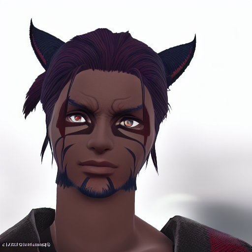 face_2_xiv, animal ears, solo, facial mark, cat ears, short hair, 1boy, scar, portrait, gloves, scar on face, grey eyes, lips, blurry background, blurry, dark skin, miqo'te, ffxiv, 3d