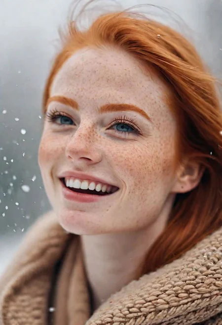 cinematic photo photo of a girl, naked, ginger, freckles, cute face, gentle eyebrows, <lora:ahxl_v1:1>, small breasts, (bulbous nipples:1.3), short smile, nsfw nsked, outdoors, getting cold, cold winter, (fog: 1.5), (nervous laughter open mouth), tittering, giggle, shy look down, red cheeks, in mountains,snow, ((held snow on her hands)), cover her nipples, soothing tones, muted colors, high contrast, natural skin texture, hyperrealism, soft light, sharp, style of Shawultra detailed, pale skin, ultra sharp focus, high resolution, best quality, masterpiece, intricate details, hyperrealistic, blurry background . 35mm photograph, film, bokeh, professional, 4k, highly detailed