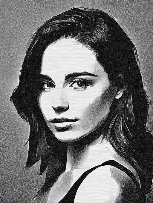 A woman with a perfect face, shoulder portrait,  <lora:Pencil_Cross_XL:1>