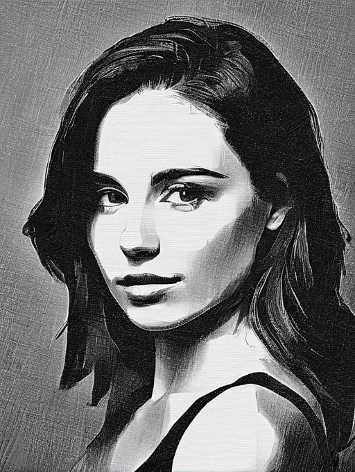 A woman with a perfect face, shoulder portrait, <lora:Pencil_Cross_XL:1>