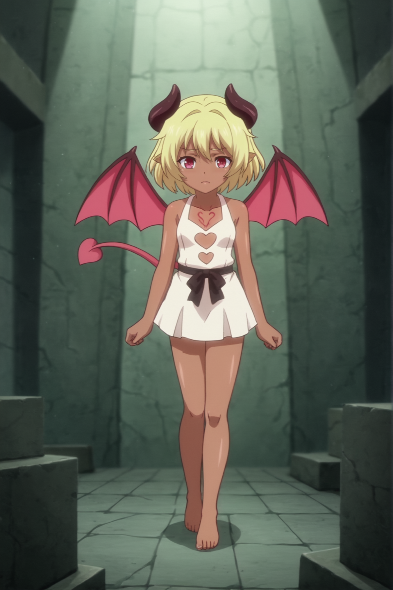 rating_safe, anime screencap, score_8_up, score_7_up, score_6_up, score_5_up, Lily, demon wings, demon tail, Maze-like, Traps, Monstrous Guardians, <lora:Muma_no_Machi_Cornelica_v2:0.8>    <lora:sdxl_lightning_4step_lora:1>