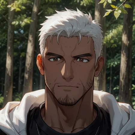 <lora:Targg__The_Lord_of_the_Rings_The_War_of_the_Rohirrim:.7>, Targg, White hair, brown eyes, dark skin, stubble,
(very short hair, beard, bara, mature, facial hair, stubble, beard, full beard, sideburn, beard, a lot of beard, ), facial hair,male focus, muscular male, muscular male, bara, mature,  bara, mature, aixiwuganda_(20222192), very awa, masterpiece, best quality, absurdres, newest, perfect quality, detailed background, intricate details,
<lora:slider_Body Type_alpha1.0_rank4_noxattn_last:3><lora:style_Anime Summer Days 2 Style SDXL_LoRA_Pony Diffusion V6 XL:.6><lora:slider_cfg_scale_boost:.7><lora:Artist6p:.55>, Artist6p, Artist04p,<lora:slider_il_brightness_slider_d1:-1><lora:slider_il_contrast_slider_d1:-1><lora:slider_DarkSlider1.2_alpha1.0_rank16_full_300steps:-.6>