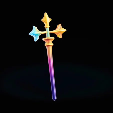 J_icon,a scepter,gradient color,black background,
