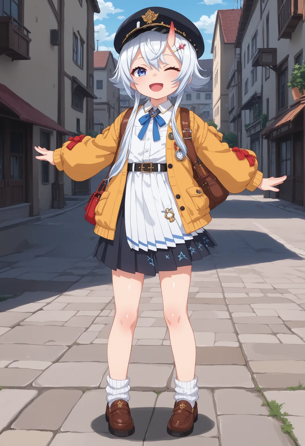 score_9, score_8_up, score_7_up, BREAK source_anime, masterpiece, anime screencap, shiny skin,
1girl, solo, smile, open mouth, full_body_shot,
sakiri,
<lora:sakiri.pony:1>