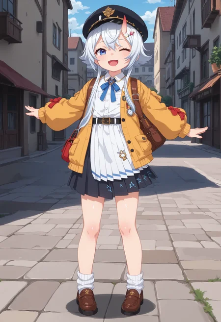 score_9, score_8_up, score_7_up, BREAK source_anime, masterpiece, anime screencap, shiny skin,
1girl, solo, smile, open mouth, full_body_shot,
sakiri,
<lora:sakiri.pony:1>