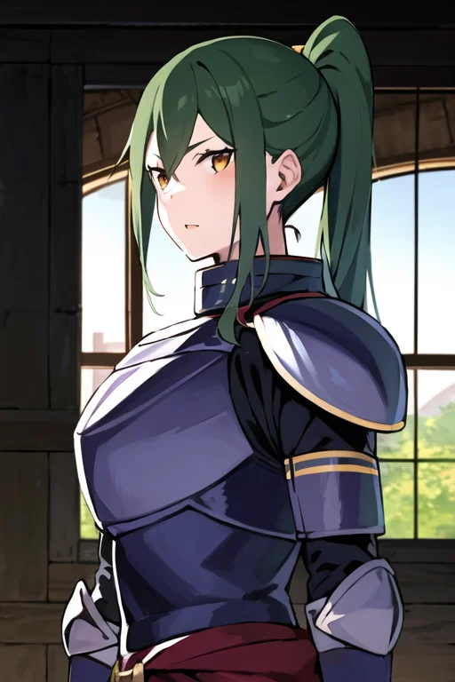 <lora:Crusch_Karsten:1>, CruschKarsten, knight_armor, 1girl, solo, ponytail