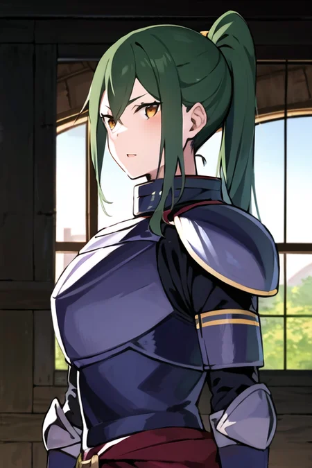 <lora:Crusch_Karsten:1>, CruschKarsten,  knight_armor, 1girl, solo,  ponytail