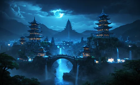 <lora:skyline:1>,sky,city,lights,night,building,tower,scenery,bidge,architecture,cityscape,skyline,outdoors,skyscraper,background,street,humans,river,cloud,painting,tree,water,